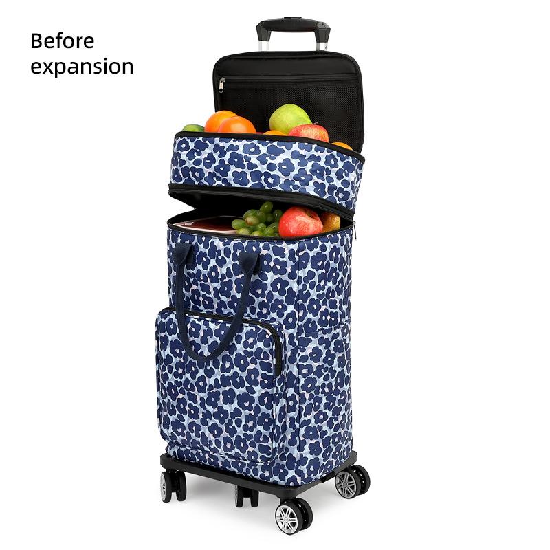 Telescopic Trolley Bag Supermarket Shopping Bag Folding Portable Lightweight Universal Wheel Travel Bag