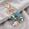 Keychain Pendant Ocean Style Starfish Shell Design Key Chain with Rhinestones Imitation Pearls Bags Backpacks Decorative Accessory