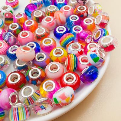 Casuale 10 pezzi perline colorate con foro grande perline di filo perline di moda perline sciolte fai da te braccialetto collana materiale