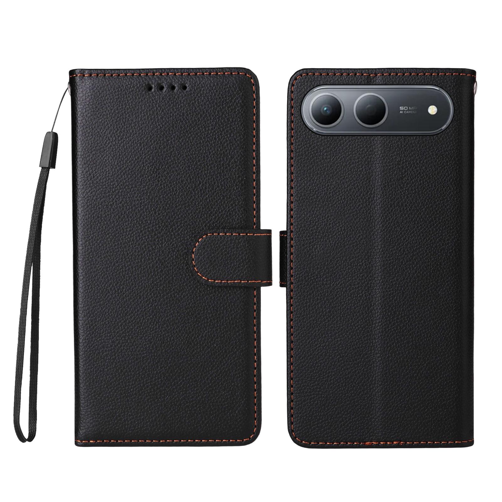 

For Infinix Hot 60i 5G Case RFID Blocking 3 Card Slots PU Leather Phone Cover with Wrist Strap