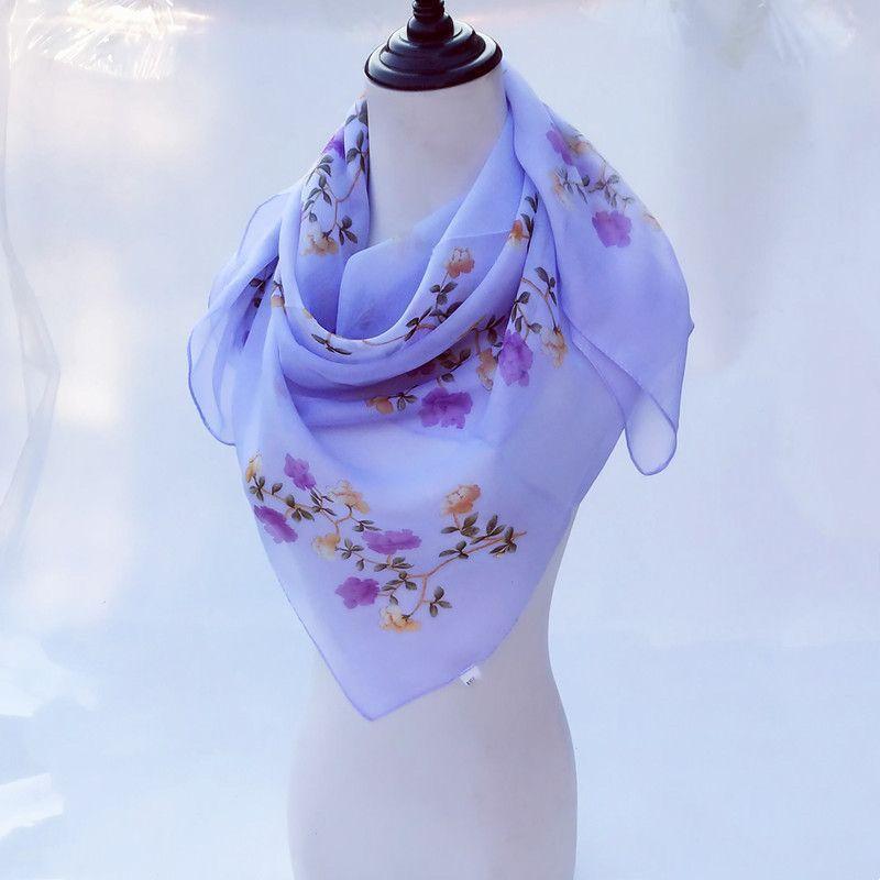 New Fashion Scarf 90 * 90 Square Scarf Chiffon Thin Scarf Sunshade and Sunscreen Headcloth Silk Scarf for Women