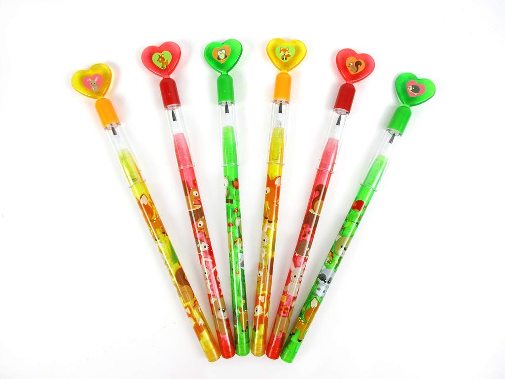 Tiny Mills Woodland Animal Stackable Push Pencils Assortment with Erasers Cute Woodland Creatures for Party Favor Classroom Pinata and Carnival Favor