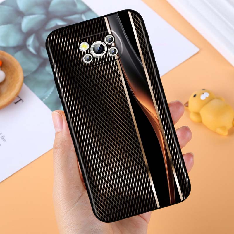 Technology Carbon Fiber Art Phone Case For Xiaomi Mi Poco F3 F4 F5 F6 X3 X4 X5 X6 X7 M3 M4 M5 M6 M7 GT Pro 5G Black