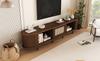 Oval TV Stand In Dark Walnut, Rattan Design - 180 Cm MDF Design, Adjustable Feet, 30 Kg Load Capacity