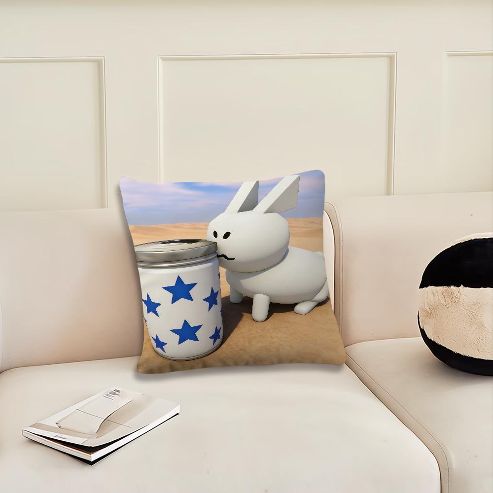 

Cartoon Bunny with Beer Mug cushion cover Pillow Cover Decoration Room Home Sofa living Office Car Nordic Simplicity 12x12Inch