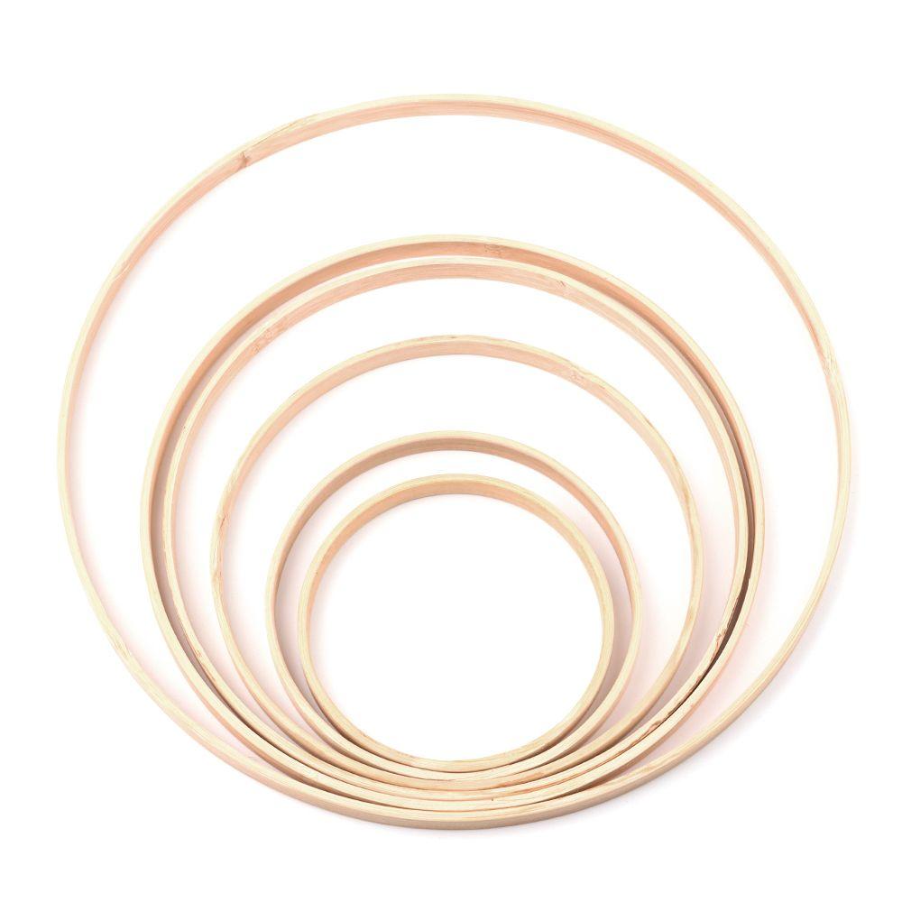 10Pcs Round Wooden Bamboo Hoop Dream Catcher Ring DIY Crafts Floral Hoop Tools