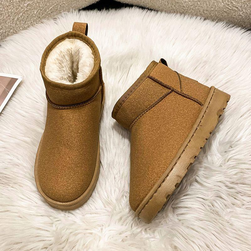 

Осенние и зимние зимние ботинки женские меховые интегрированные плюшевые утолщенные зимние ботинки из хлопка нескользящие короткие ботинки 36 хаки