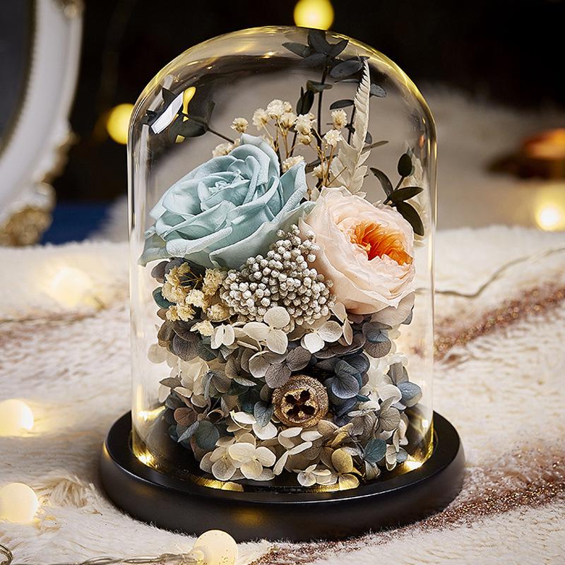 Věčná růže v prosklené kopuli - Perfektní dárek na Valentýna, výročí nebo narozeniny pro přítelkyni, kamarádku, přítele nebo manželku.