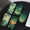 Green Scenery Clouds Phone Case For IPhone 17 Air 16 15 14 13 Pro Max 11 12 Black Silicone Cover