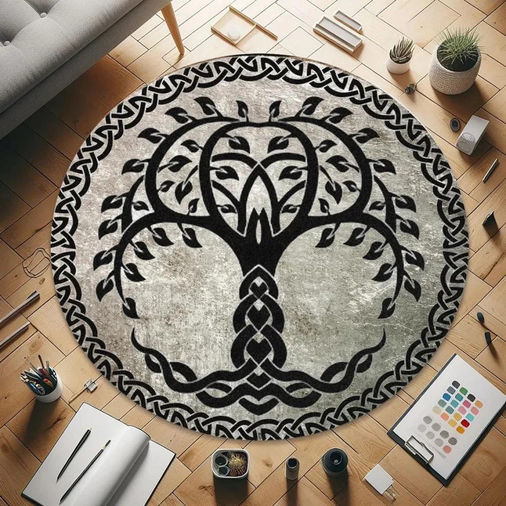 

Tree of Life Round Rug Nature Mandala Rug Ancient Spiritual Decor Carpet Meditation Space Rug Washable and Non Slip Floor Mat Diameter 60cm(23in)