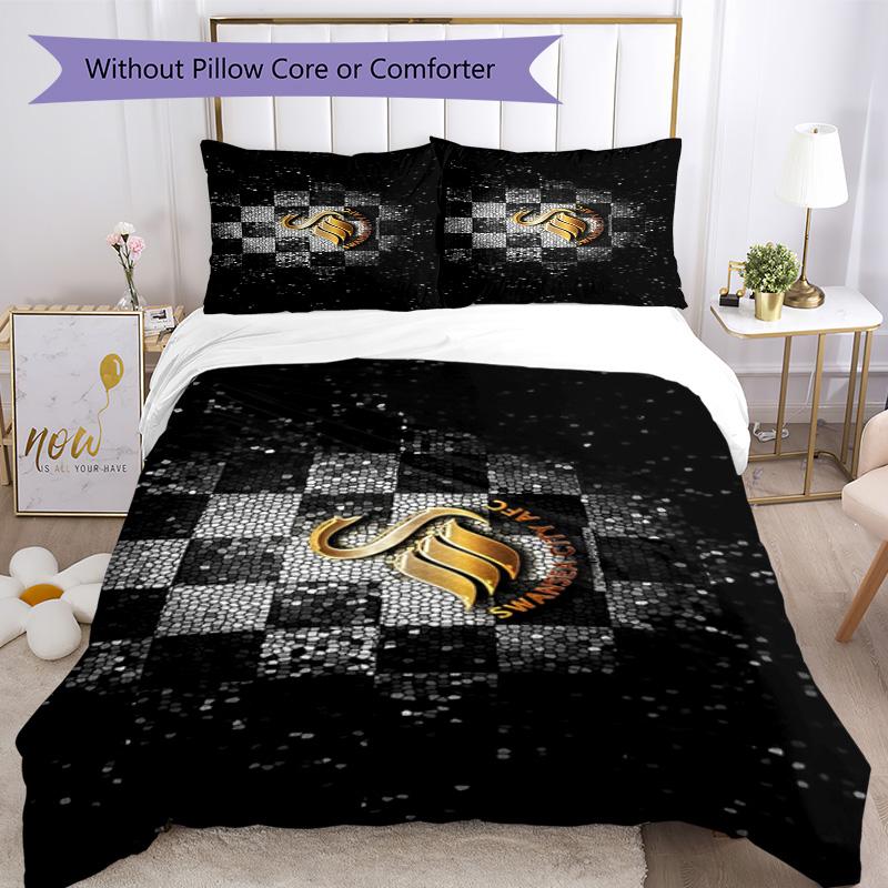 Set Copripiumino con Stampa Swansea City A.F.C. – include 1 copripiumino e 2 federe coordinate Arredo camera da letto Regali di Natale
