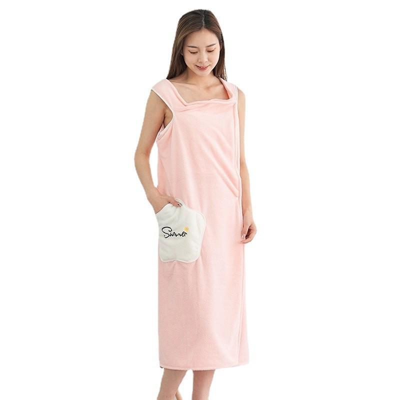 Women's Star Style Coral Fleece Bath Skirt - Absorbent, Non-shedding, Wearable Bathrobe