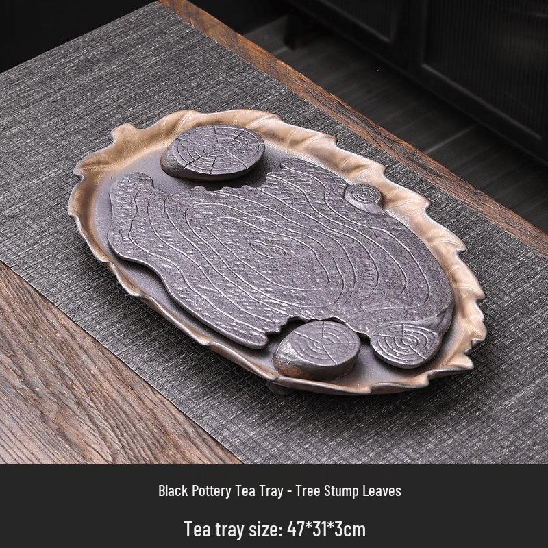 Chaxun Black Pottery Tea Tray