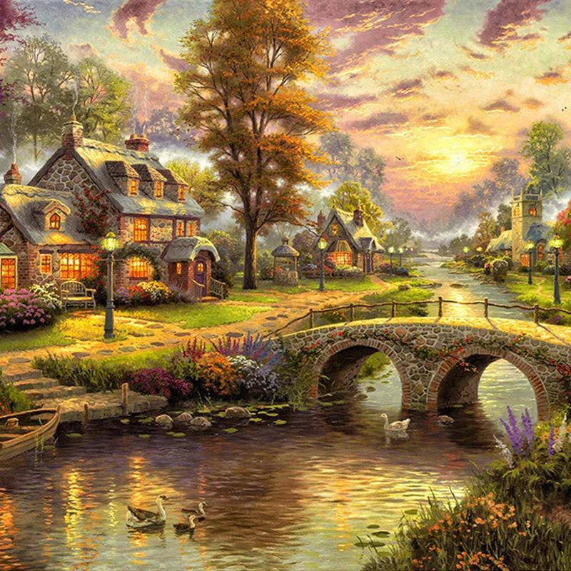 Wallpaper Hand Painted European Style Forest 3d Mural Night View Art Wall Mural Living Room Wall Paper