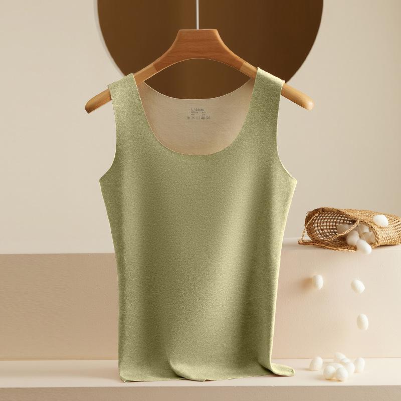 Women's Seamless Thermal Vest: Double-Sided Fleece, Slim Fit, Autumn/Winter Warm Base Layer.