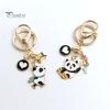New Year Keychain Panda Heart Pendant Best Wishes Polished Lobster Clip Lightweight Shoulder Bag Schoolbag Decoration Pendant Keyring
