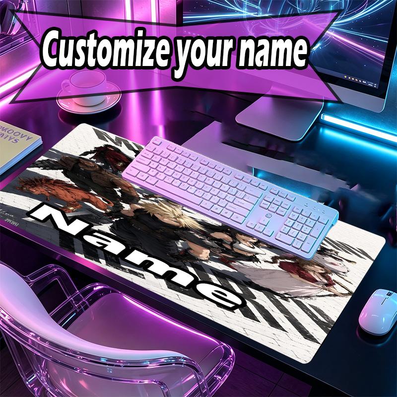 Custom Name Personalized Final Fantasy Pattern Mousepad, Laptop PC Desk Mat, Decorative Desk Mat for Home Keyboard Pad Gift