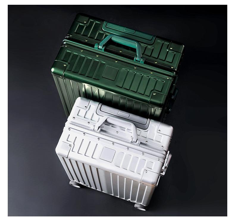 Aluminum-Magnesium Alloy Suitcase: 20-Inch Trolley & 24-Inch Travel Luggage with Password Lock