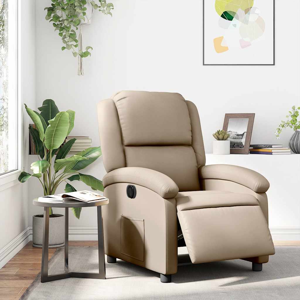 Electric Recliner Chair Cappuccino Faux Leather