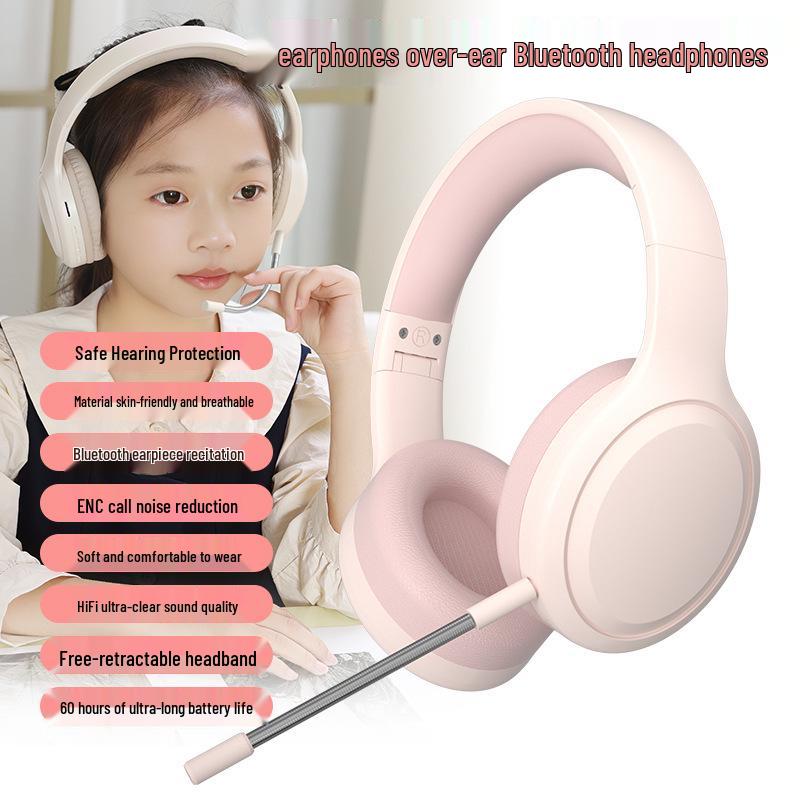 Kids Wireless Over-Ear Bluetooth Headphones with Learning Monitor and Long Battery Life