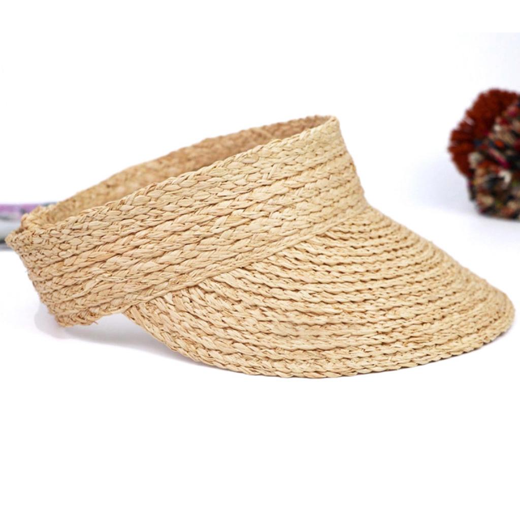 Womens Summer Woven Straw Open Top Sun 
