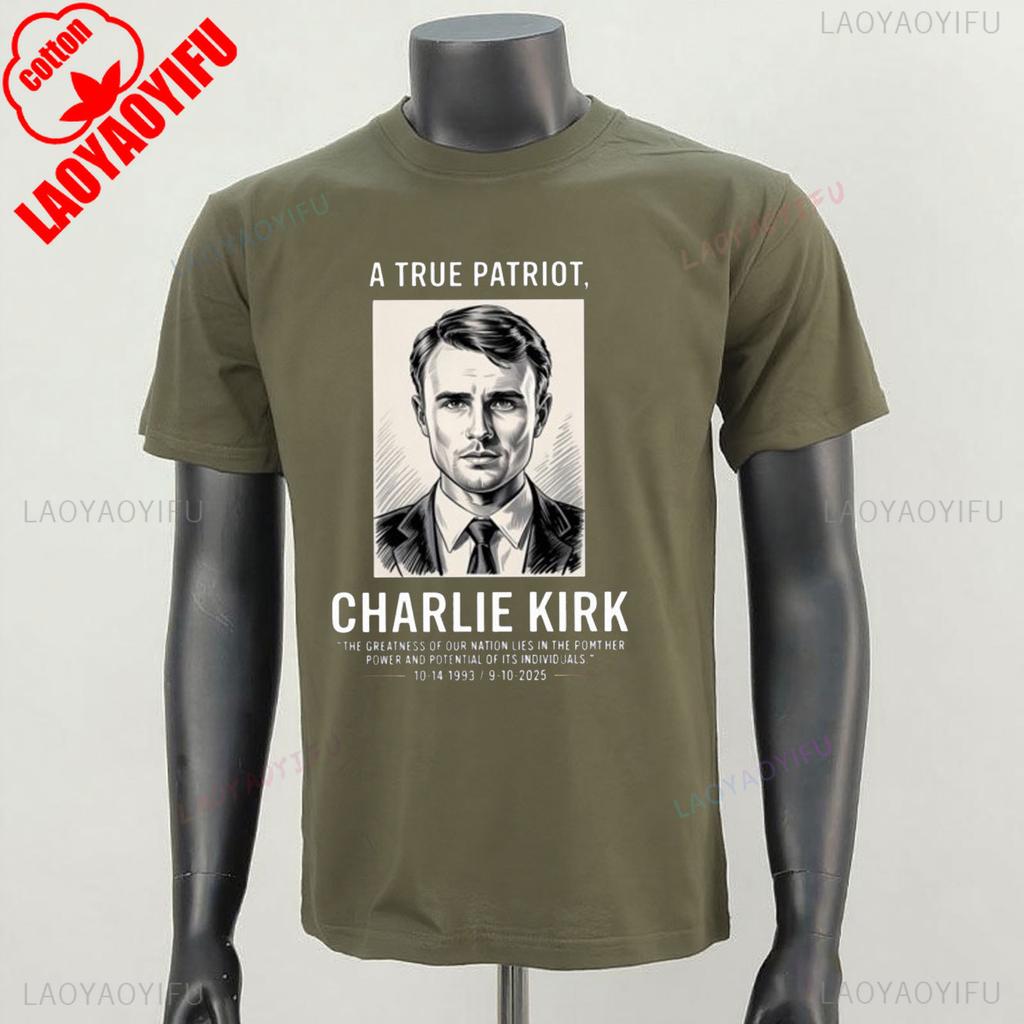 Charlie Kirk 1993 2025 TShirt A TRUE PATRIOT CHARLIE KIRK Unisex Clothing Streetwear Graphic T Shirts Cotton Tee Tops