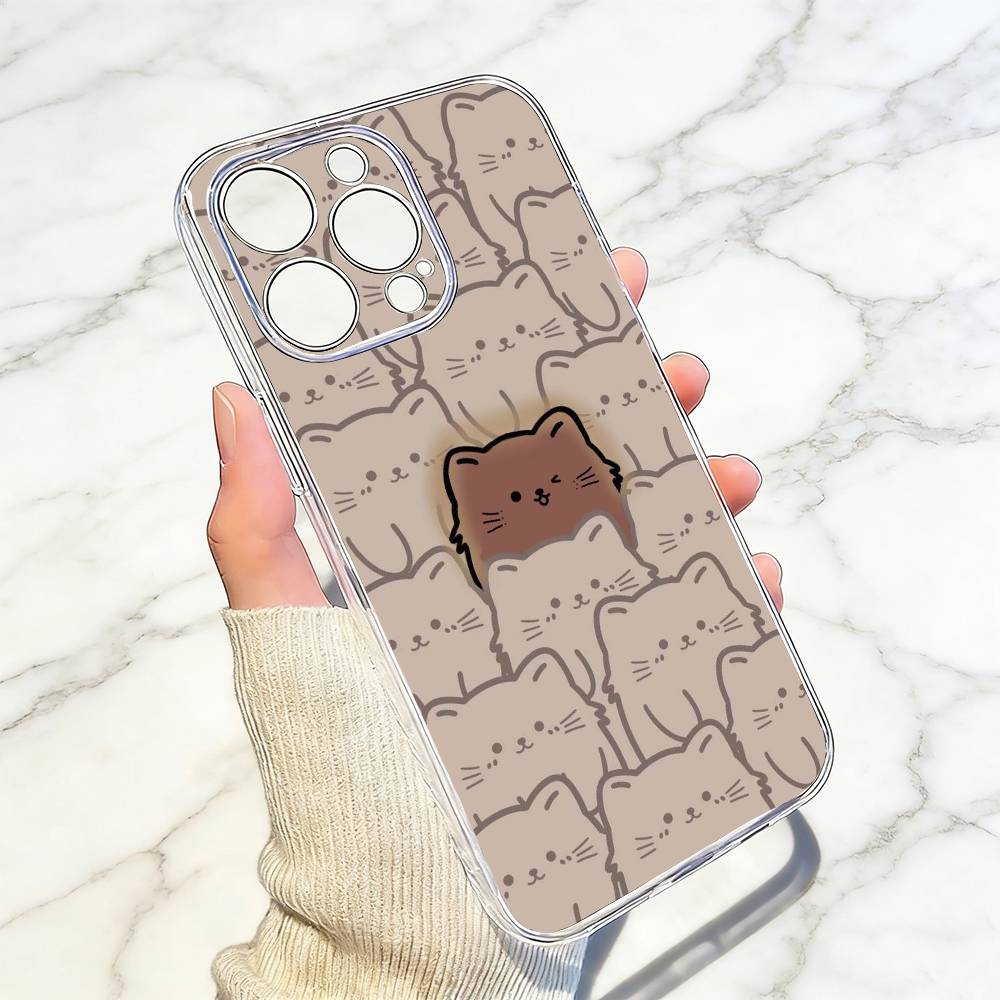 Simple and cute Phone Case Transparent Silicone Soft For iPhone 17 16 15 14 13 12 11 Mini Pro Max Plus