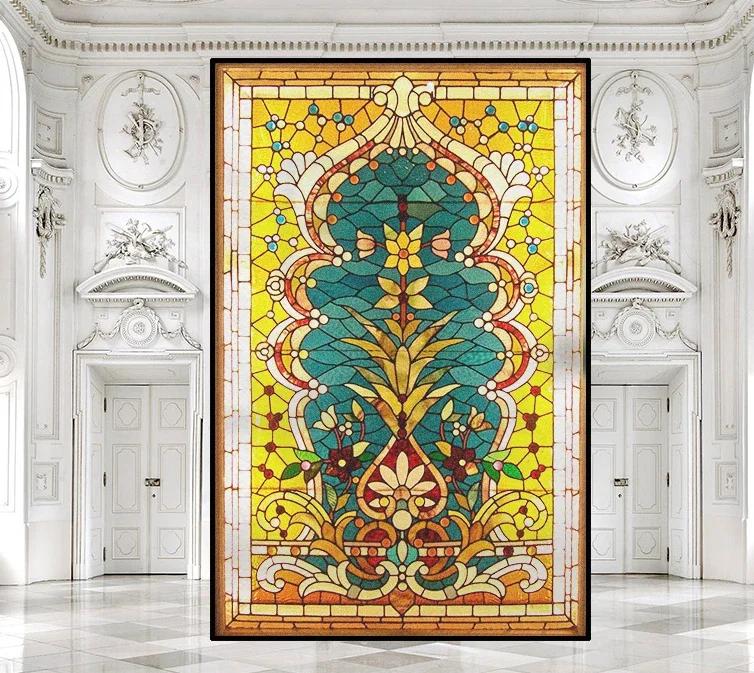 Customize Stained Glass Window Film Frosted Mosaic Grid Privacy Protection No Glue Decorative Bathroom Bedroom Kitchen Home Quality