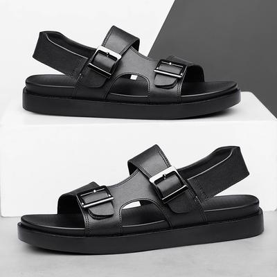 New Trend Men's Sandals Genuine Leather Male Beach Shoes Outer Wear Anti-Slip Summer Flats Cool Sandaly Simple Slippers