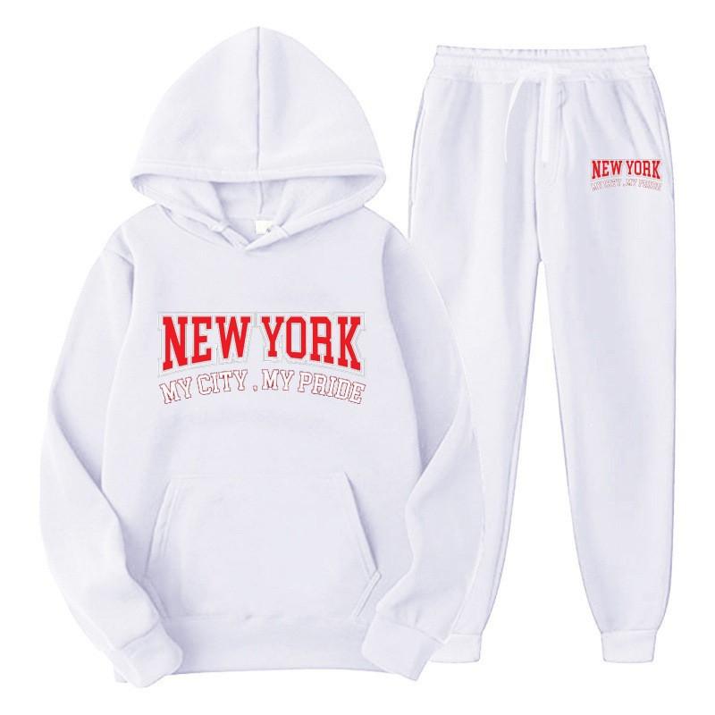 Mens Hooded Tracksuit Set Long Sleeve Sweatshirt Fleece Lined Casual Sportswear