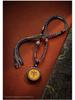 Tibetan Style Woven Thangka Pendant Necklace with Buddha Amulet and Six-Syllable Mantra.