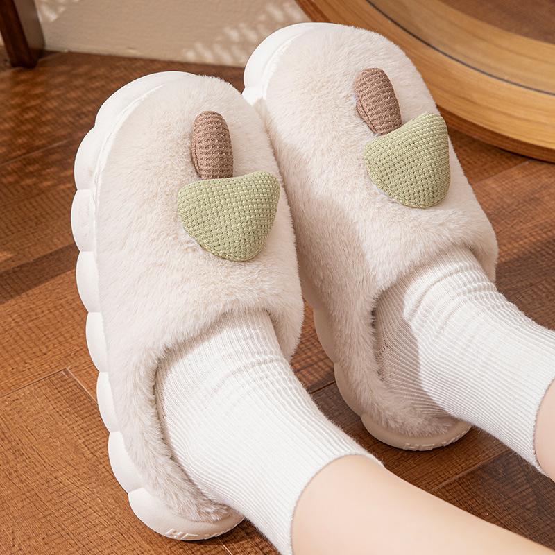Winter cotton slippers winter couple cute indoor bag head warm home household plush slippers autumn and winter