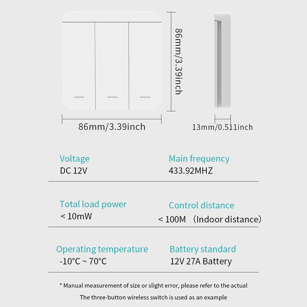 AD23-3PCS Wireless Light Wall Switch RF 433Mhz Relay Receiver With 1X 3Gang Panel Switch LED Remote Control For LED Lamp