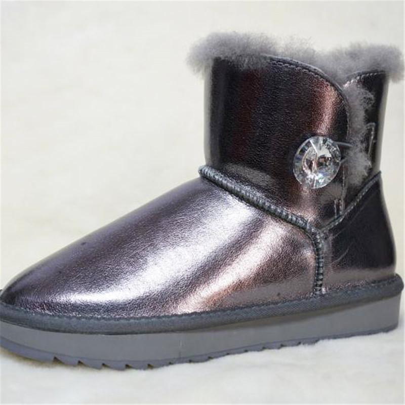 100% натуральная кожа 2024 года Женская обувь из овечьей шерсти Сапоги для снега Ботинки — фото 6