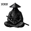 Samurai Warrior Statue Japanese Statue, 3D Printed Ninjas Figurine, Sit in Meditation Style Craft Sculpture for Home Tea Room Zen Decoration,
