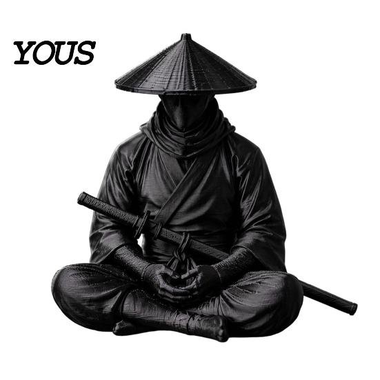 Samurai Warrior Statue Japanese Statue, 3D Printed Ninjas Figurine, Sit in Meditation Style Craft Sculpture for Home Tea Room Zen Decoration,