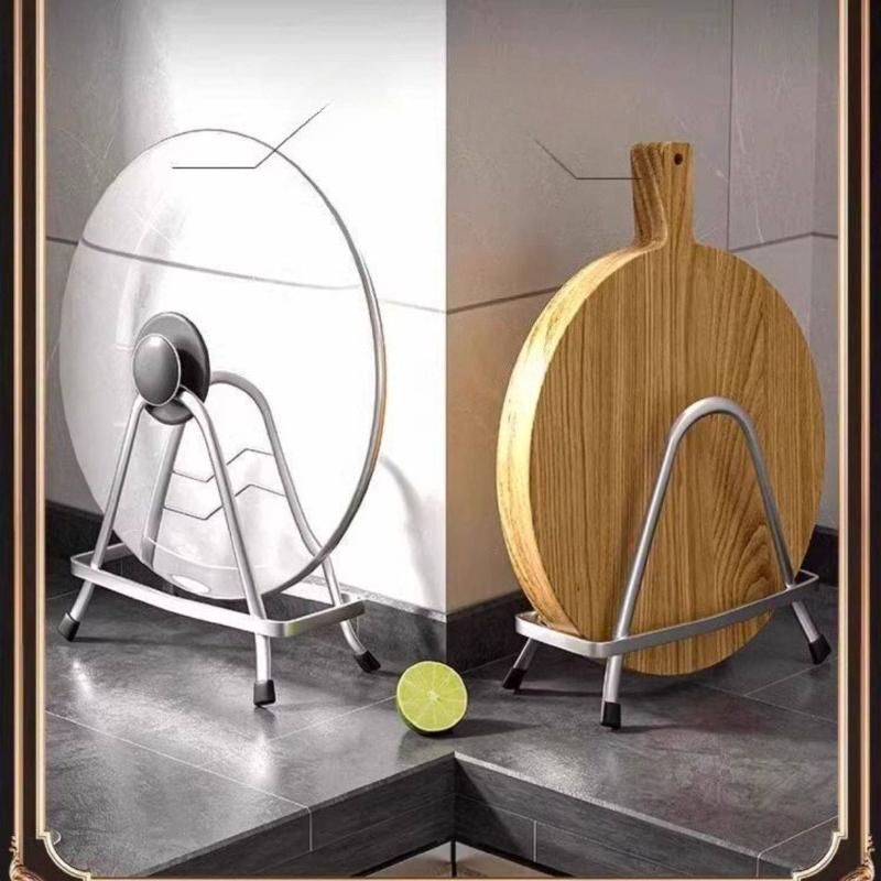 Stainless Steel Pot Lid Rack Kitchen Countertop Cutting Board Holder Pan Cover Storage Organizer