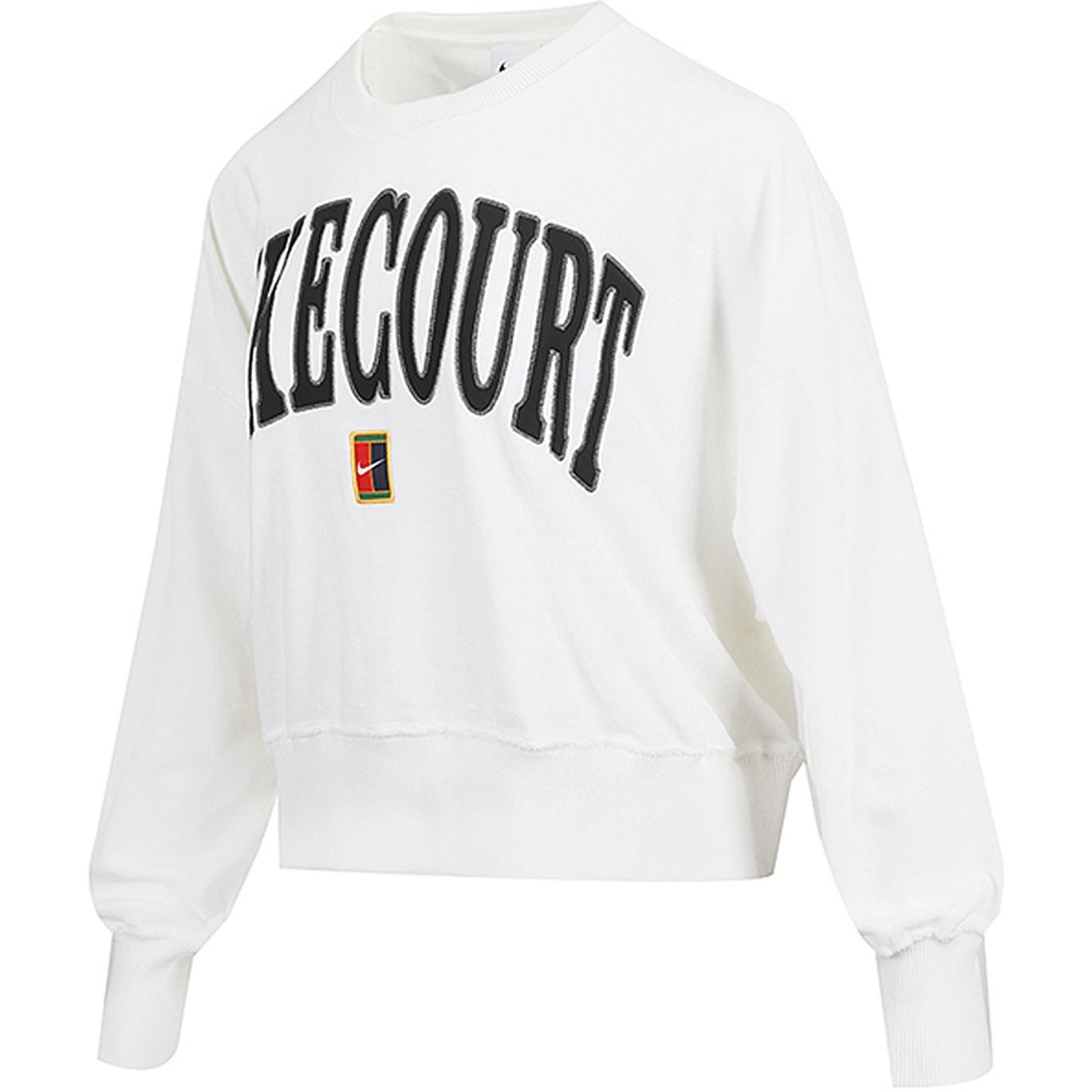 

Nike Women s Court Heritage Oversized Graphic Tennis Sweatshirt White FQ2243-100 M
