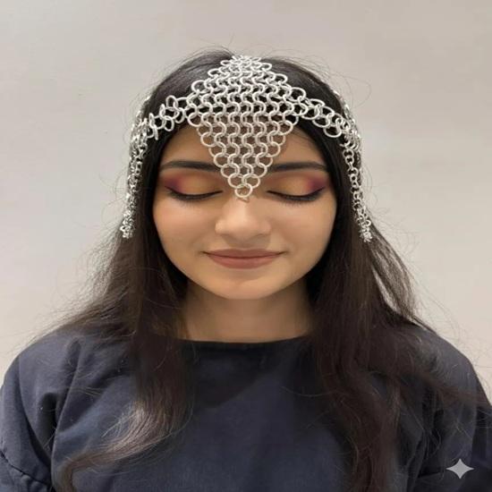 Aluminum Chainmail Top, Skirt Headdress: Renaissance Costume Set Birthday Gift