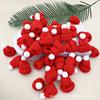 10pcs Mini Christmas Hat Pompoms-Red,White Design with Green Accents,Perfect for DIY Crafts,Christmas Tree Decorations