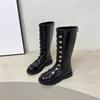 Letter girls leather boots children's boots 2025 autumn and winter new middle-aged and older children's girls personality catwalk Martin boots