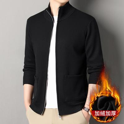 2025 Herren Samt Herbst und Winter Strickjacke Jugend Casual Koreanischer Stil Einfarbig Stehkragen Pullover Herrenjacke