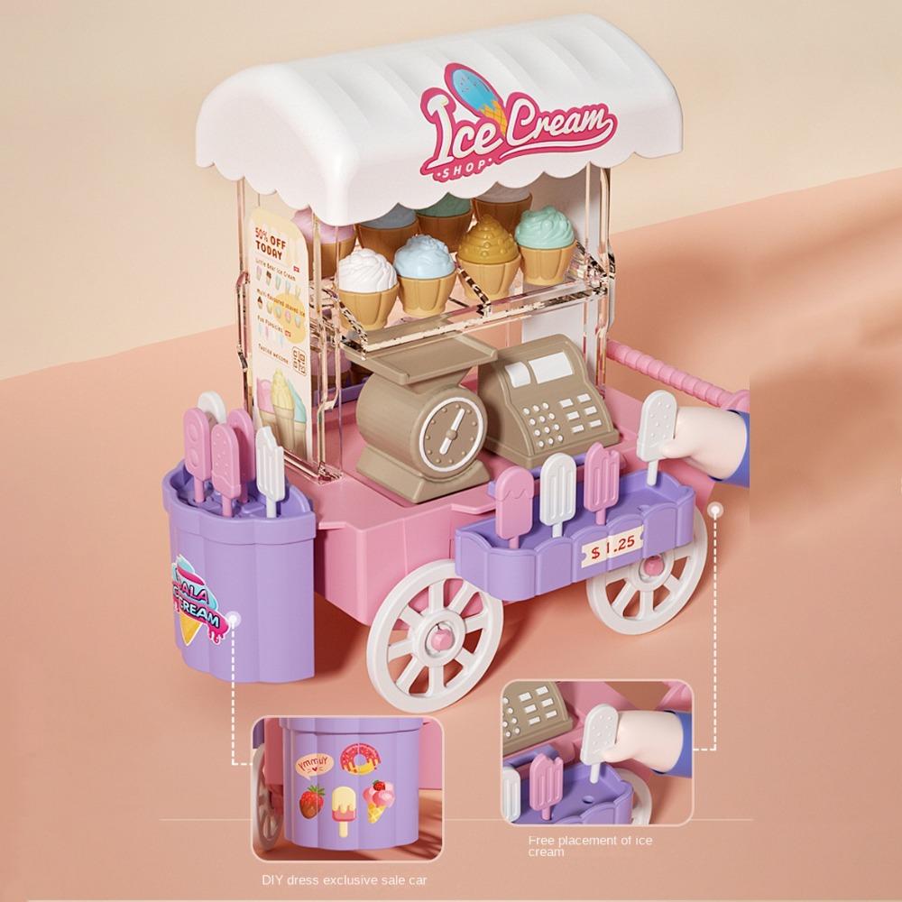 Luminous Mini Bread Truck Dessert Stand Children's Food Stand Truck Toy  Doll House
