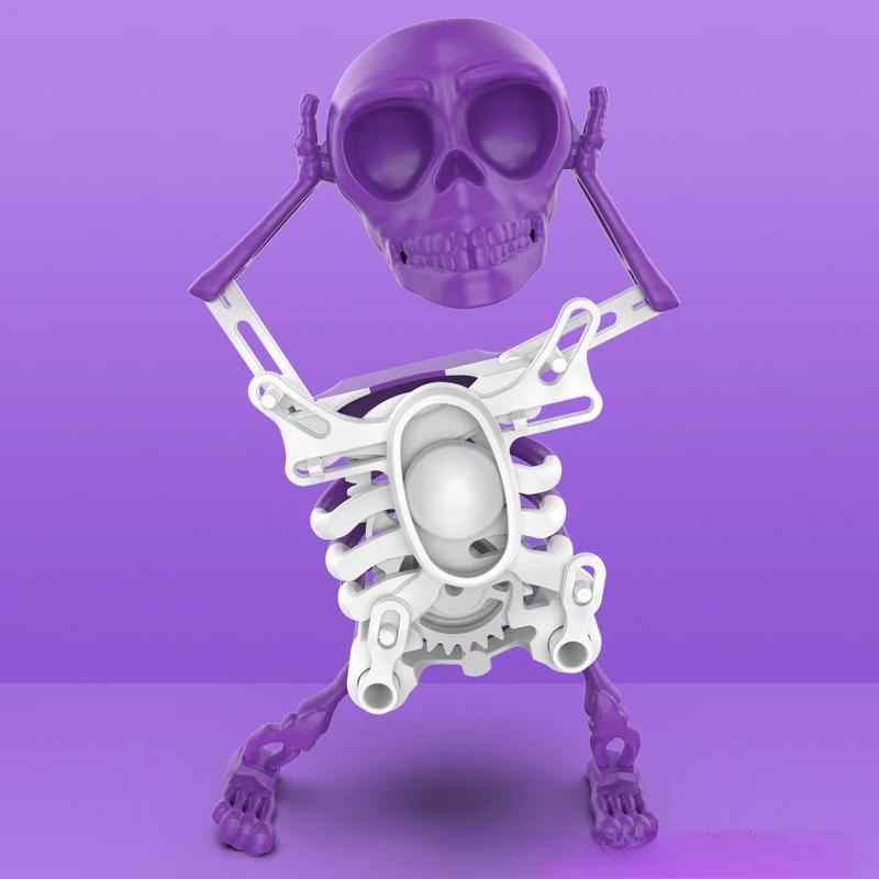 Wind-up Dancing Skeleton Toy Children Toddlers Desktop Mini 3D Print Shaking Skull Doll Spring Clockwork Toy Funny Birthday Gift Idea