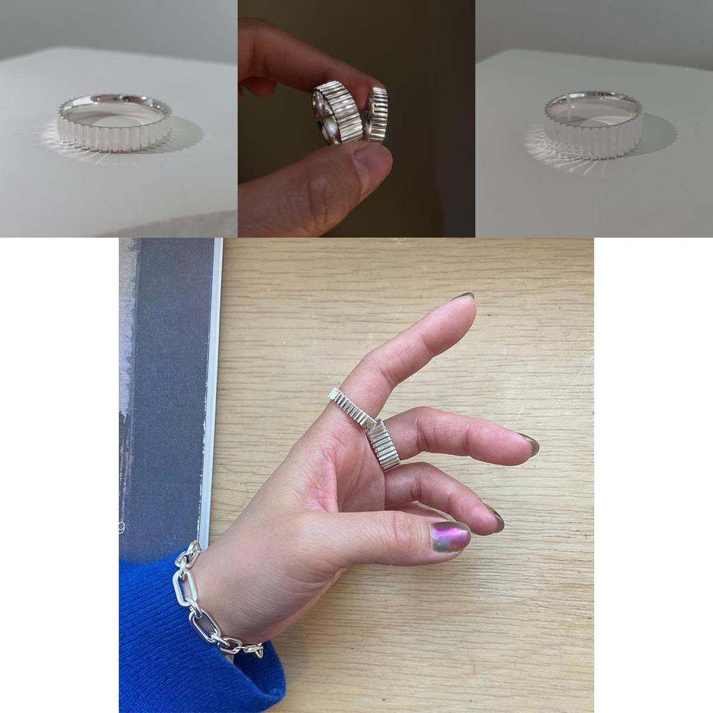 Sterling 925 Fashionable Silver Geometric Adjustable Gear Ring Ideal Couples For