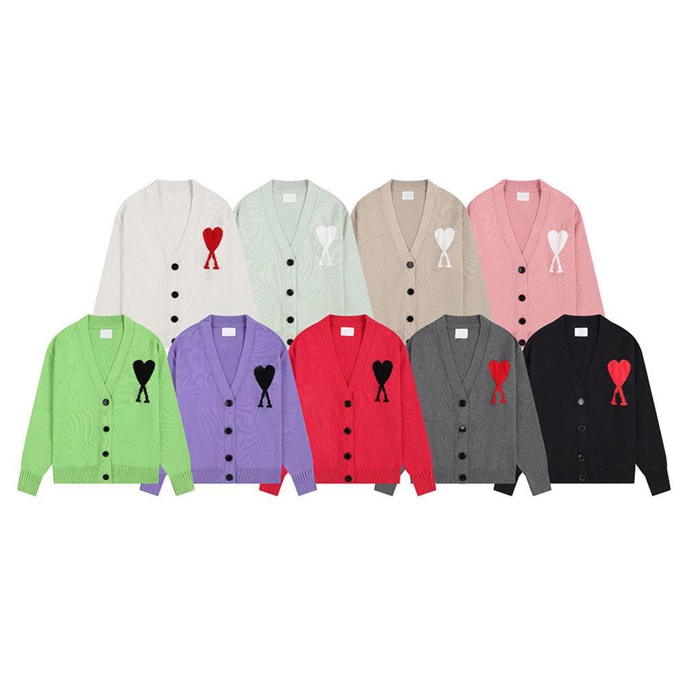 Klassischer Strick-Cardigan mit Herz-Stickerei - Unisex Lockerer Pullover
