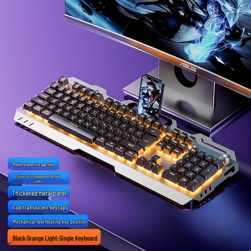 Wired Luminous Gaming Set: Keyboard, Mouse & Headset with Mechanical Feel and Punk Keys for Desktop & Laptop