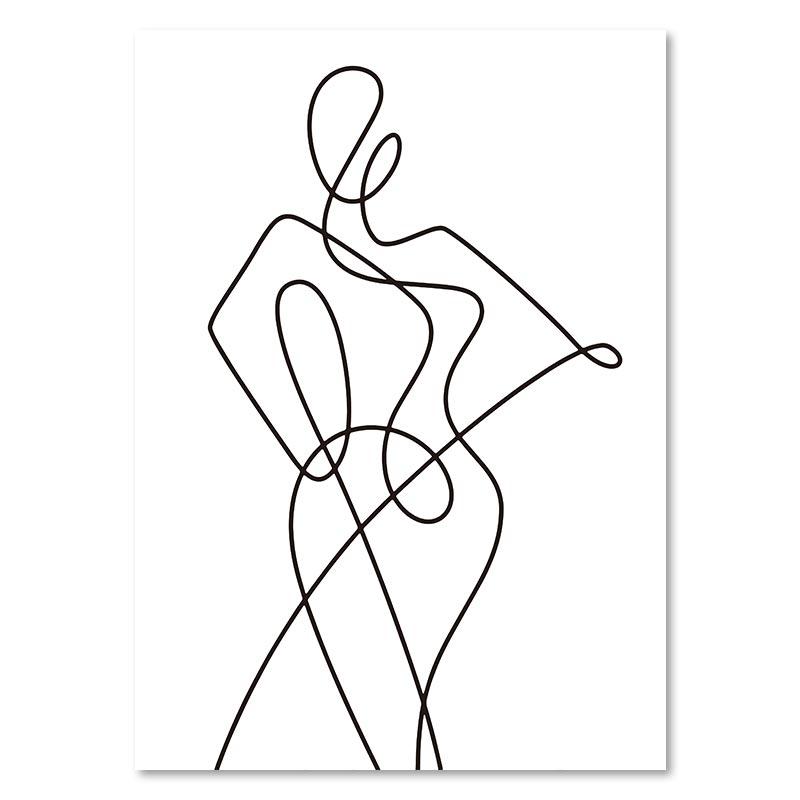 Abstrakte Frauen Tanzen Wand Kunst Poster Schwarz und Weiß Linie Zeichnung Kunstdruck Minimalistischen Leinwand Malerei Bild Wohnzimmer Dekor