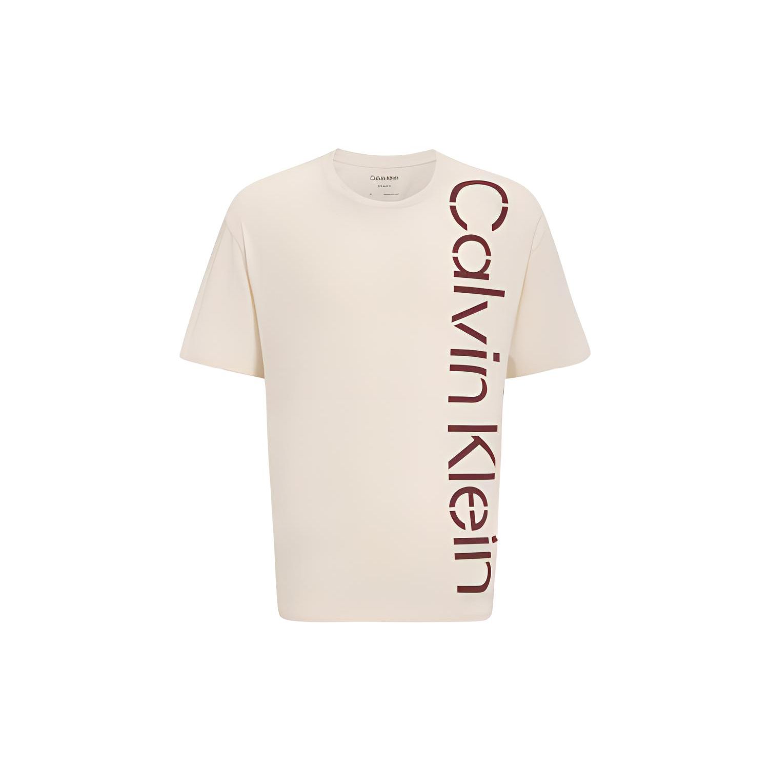 

Calvin Klein Logo Print Round Neck Short Sleeve T-Shirt Men Tops Beige 40JM886-5G1 XS