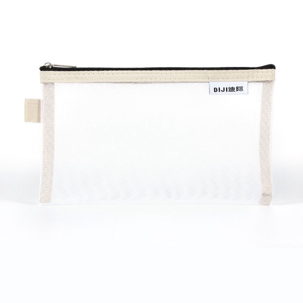 Cosmetic Bag Small Wallet Mesh Storage Bags Transparent File Bag Grid Pencil Bag Stationery Bag